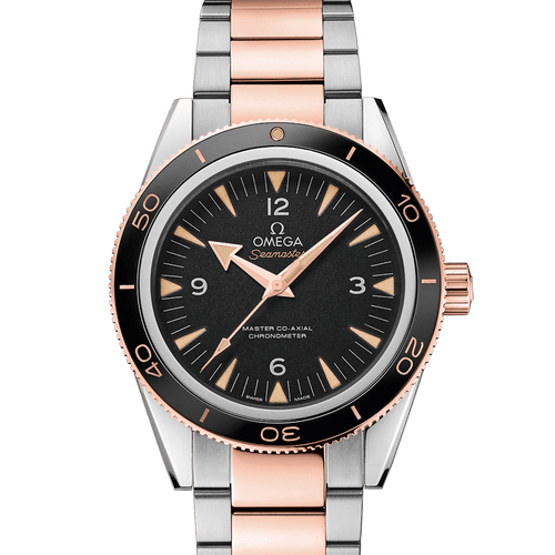 Omega Seamaster Heritage 300 Steel & 18ct Rose Gold Master Co-Axial Black Dial 41mm - Front