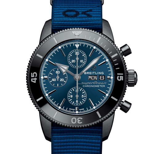 Breitling Superocean Heritage II Outerknown Black Steel Chronograph Blue Dial 44mm - Front