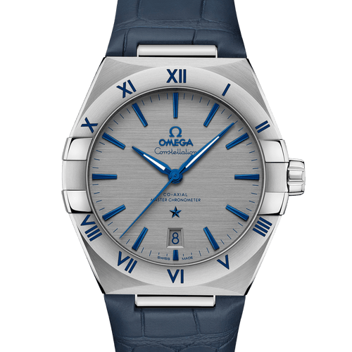 Omega Constellation Co-Axial Master Chronometer Grey Dial & Blue Leather Strap 39mm - front