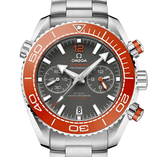 Omega Seamaster Planet Ocean Co-Axial Master Chronometer Chronograph Grey Dial & Orange Bezel 45.5mm - front