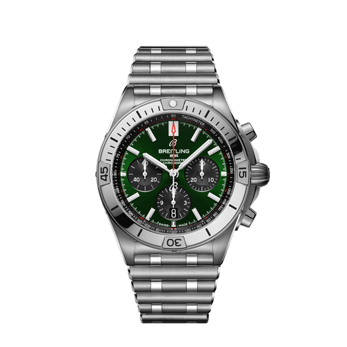 Breitling Chronomat B01 Chronograph Steel Bentley Green Dial 42mm - Front View