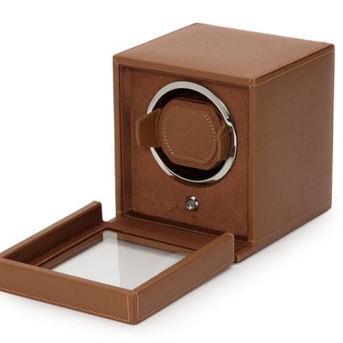 WOLF Cognac Cub Single Watch Winder Box with Cover 461127