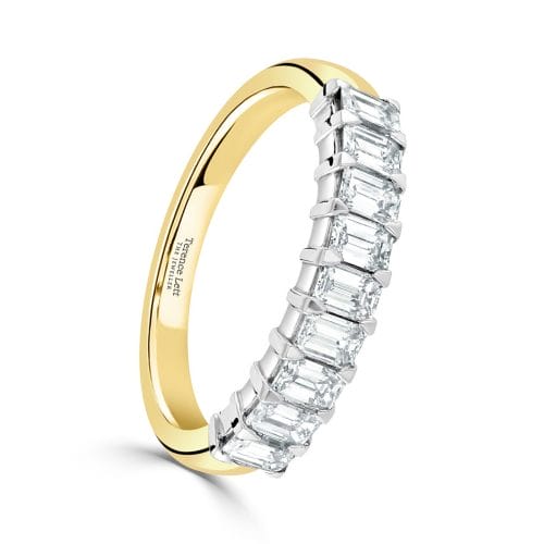 18ct Gold Emerald Cut Diamond Nine Stone Claw Set Ring 1.12ct DR2738