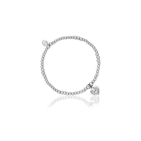 Clogau Cariad Sparkle Sterling Silver, 9ct Rose Gold & White Topaz Heart Beaded Bracelet