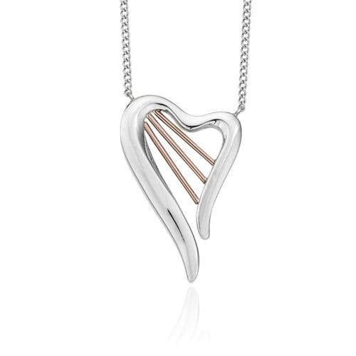 Clogau Sterling Silver & 9ct Rose Gold Heartstrings Heart Necklace