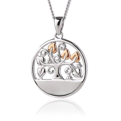 Clogau Tree of Life Sterling Silver & 9ct Rose Gold Disc Pendant