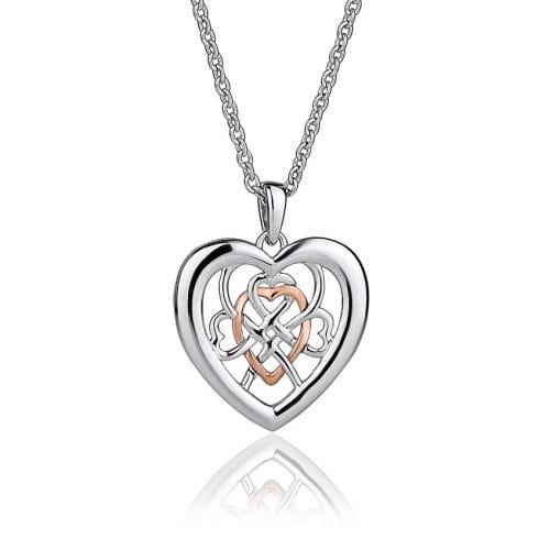 Clogau Welsh Royalty Sterling Silver & 9ct Rose Gold Heart Pendant