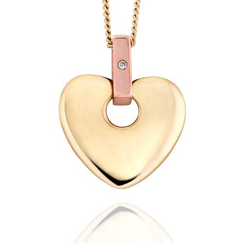Clogau 9ct Yellow & Rose Gold Cariad Diamond Heart Pendant