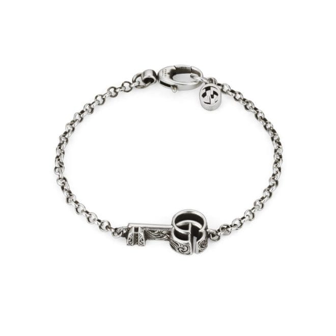Gucci Sterling Silver Gucci GG Marmont Double G Key Bracelet