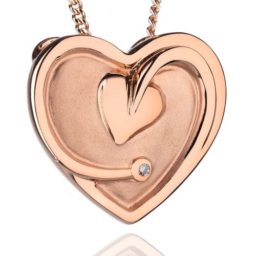 Clogau 9ct Rose Gold Tree of Life Diamond Heart Pendant 