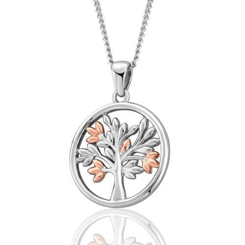 Clogau Sterling Silver & 9ct Rose Gold Tree of Life Disc Pendant