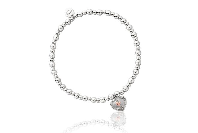 Clogau Sterling Silver & 9ct Rose Gold Tree of Life White Topaz Heart Affinity Beaded Bracelet