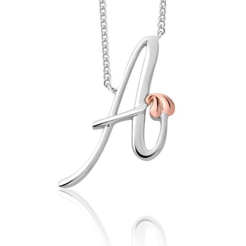 Clogau Sterling Silver & 9ct Rose Gold Tree of Life Initial Necklace -Letter A