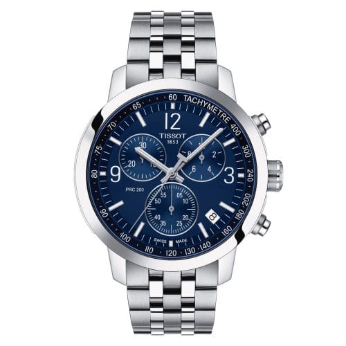 Tissot PRC200 Chronograph Steel Blue Dial 42mm - Front View