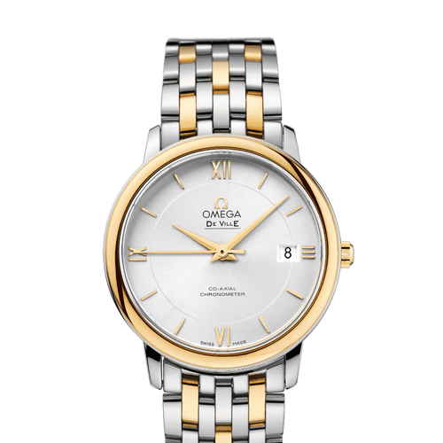 Omega De Ville Prestige Co-Axial Steel & 18ct Gold Silver Dial 36.8mm - Front View
