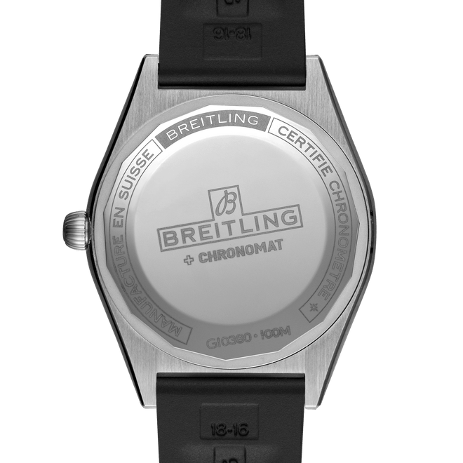 Breitling Chronomat Automatic Steel & 18ct White Gold Diamond Bezel Diamond Dot Ice Blue Dial 36mm G10380591C1S1 Caseback
