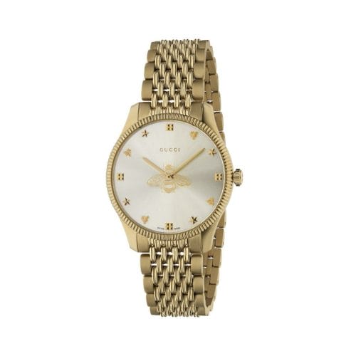 Gucci-G-Timeless-Gold-PVD-Coated-Silver-Bee-Dial-36mm-YA1264155