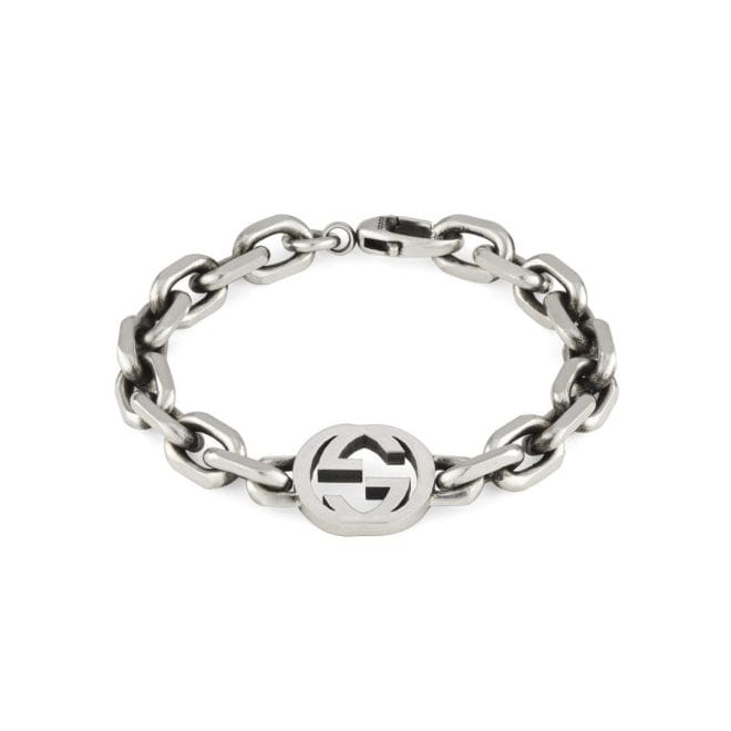 Gucci Sterling Silver Interlocking G Filed Belcher Bracelet YBA627068001