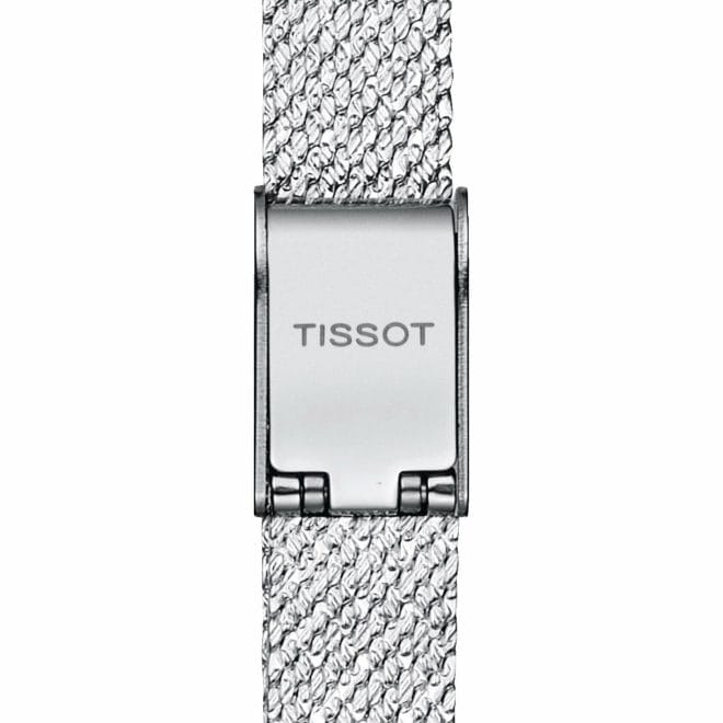 Tissot Lovely Square Steel Diamond Dot Silver Dial 20mm T058.109.11.036.00 Clasp