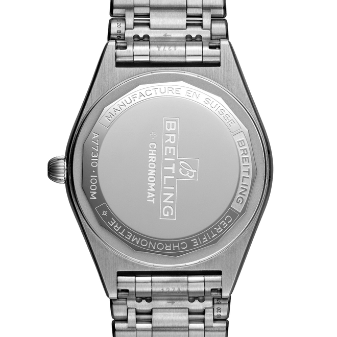 Breitling Chronomat Steel Diamond Dot Green Dial 32mm A77310101L1A1 Caseback