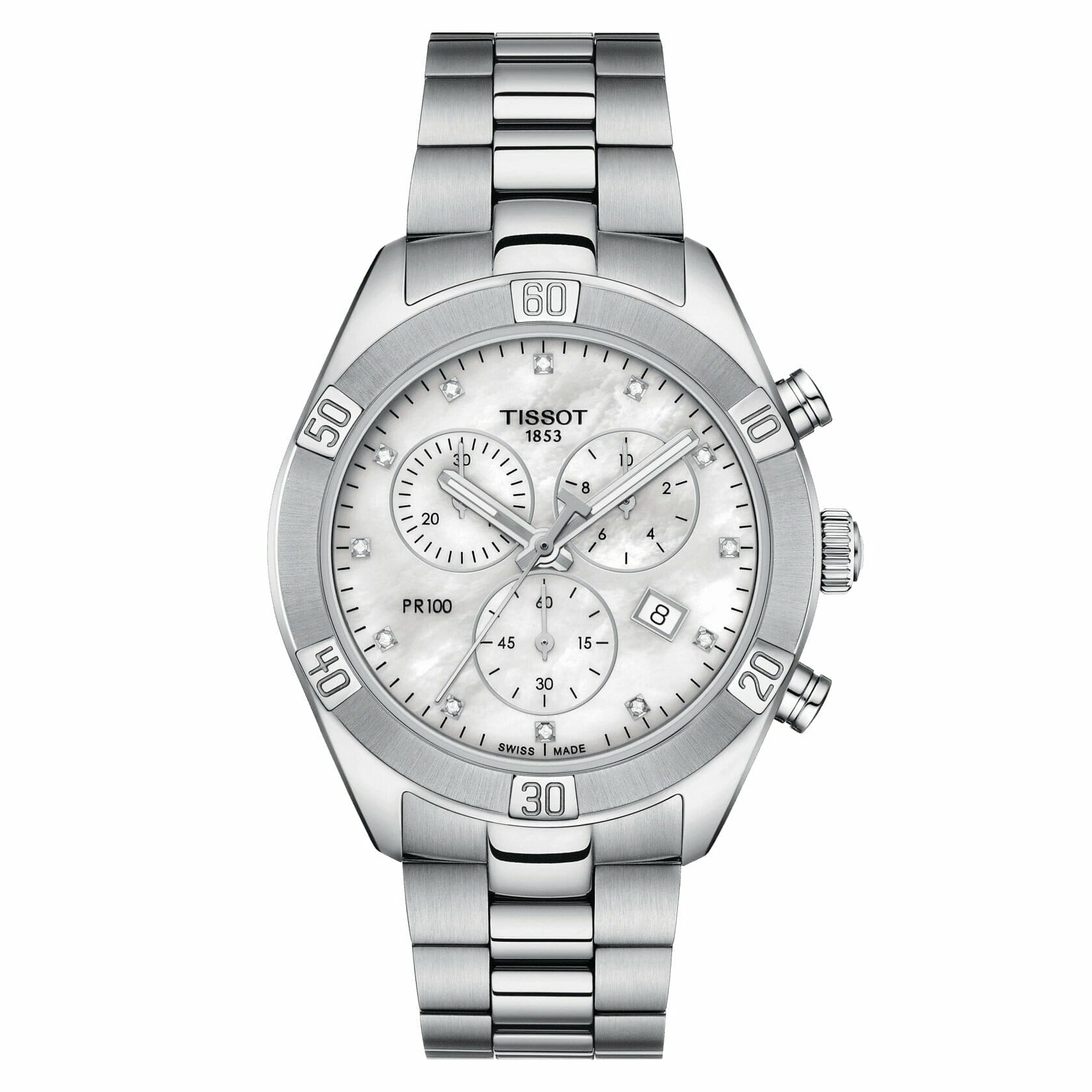 Tissot PR100 Sport Chic Chronograph Quartz 38mm Mother of Pearl Dial