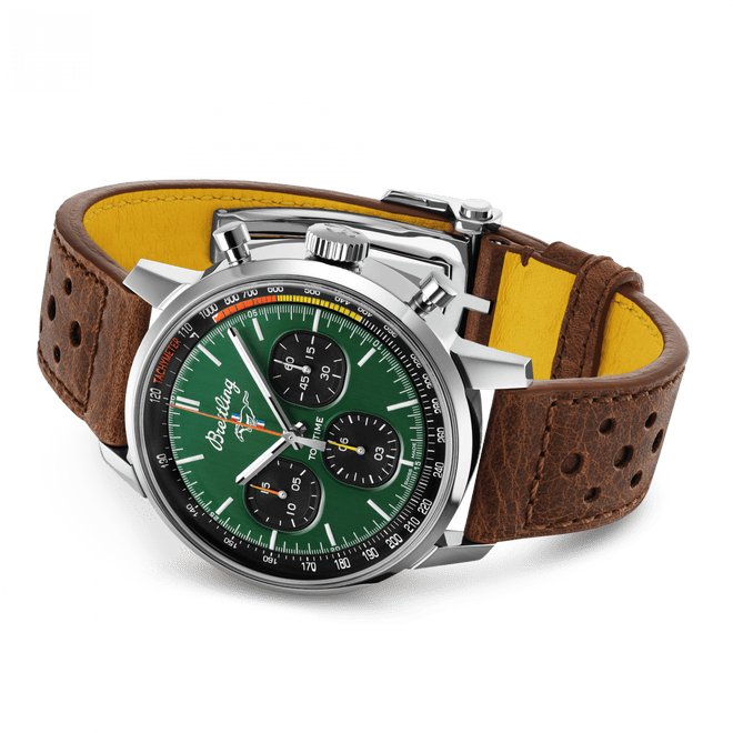 Breitling Top Time Ford Mustang Chronograph Steel Green Dial 42mm A253101A1L1X1 Side