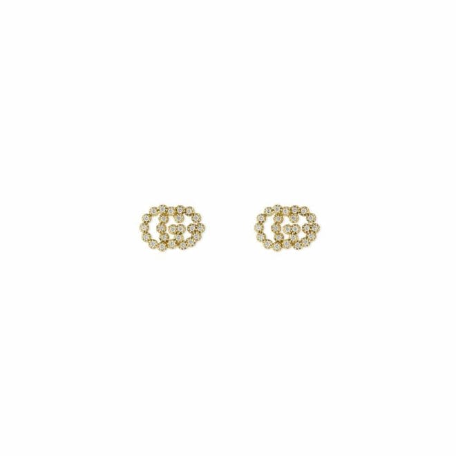Gucci GG Running 18ct Yellow Gold & Diamond Stud Earrings YBD48167600100U