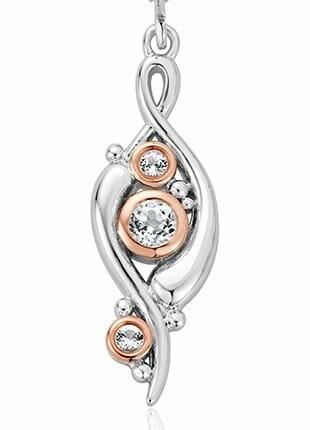 Clogau Pistyll Rhaeadr Sterling Silver & 9ct Rose Gold White Topaz Drop Earrings 3SSWF0343 Close Up