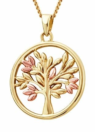 Clogau Tree of Life 9ct Yellow & Rose Gold Disc Pendant GTOL0015 Close Up