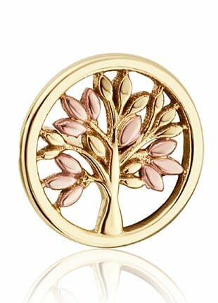 Clogau Tree of Life 9ct Yellow & Rose Gold Disc Stud Earrings GTOL0009 Close Up