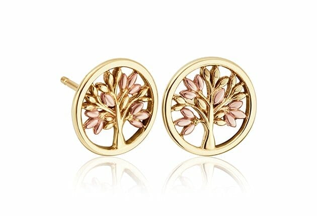 Clogau Tree of Life 9ct Yellow & Rose Gold Disc Stud Earrings GTOL0009