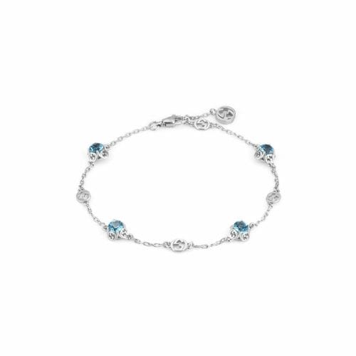 Gucci Interlocking G 18ct White Gold, Blue Topaz Bracelet YBA662430002017