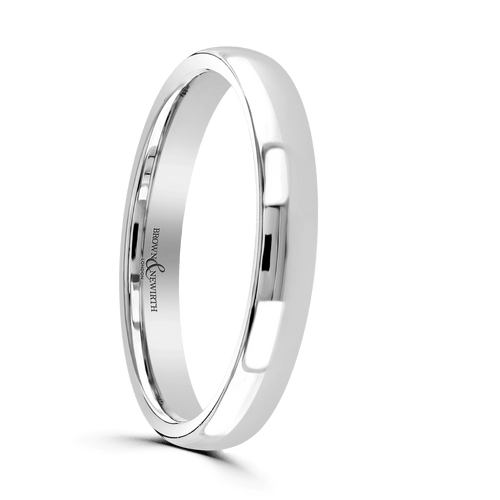White Gold 3mm Sleek Wedding Ring AN3